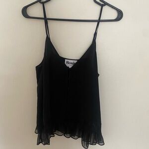 Rouje Black Ruffle-Hem Silk Camisole